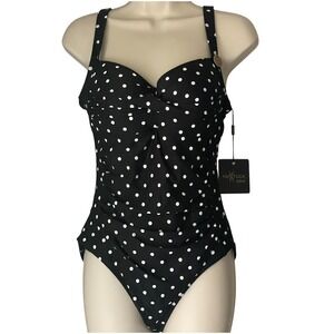 Nip Tuck Swim Polka Dot One Piece Swimsuit Size 10 NWT
